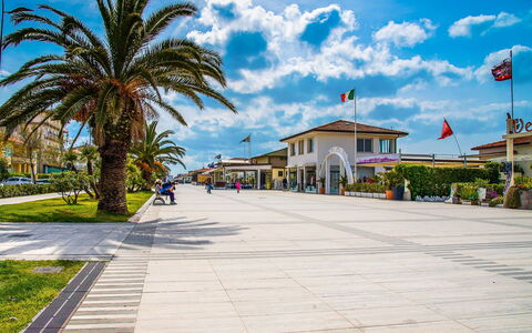 Il Girasole: Walkway, Sky, Boardwalk, Town, Tree, Palm Tree, Building, Public Space, Vacation, Architecture