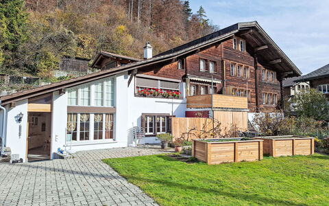 Am Brienzersee: Furniture, Interior Design, Flooring, Floor, Wood, Table, Room, Ceiling, Lighting, Apartment