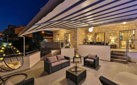 Villa Antonija: Couch, Interior Design, Building, Shade, Living Room, House, Table, Real Estate, Condominium, Flooring