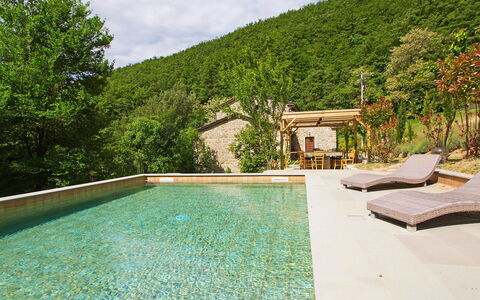 La Valchiera: Water, Sky, Plant, Cloud, Building, Swimming Pool, Natural Landscape, Tree, Rectangle, Grass