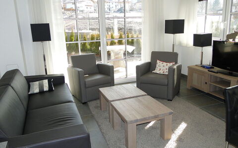 Mountain Resort-Kaprun: Living Room, Furniture, Room, Property, Interior Design, Couch, Coffee Table, Table, Building, Floor