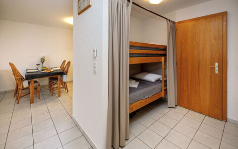 Cornalin 2: Interior Design, Flooring, Floor, Furniture, Ceiling, Room, Bed, Bedroom, Wood Stain, Hardwood