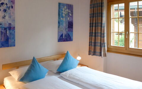 Chalet Nagano: Property, Furniture, Window, Blue, Comfort, Building, Azure, Textile, Wood, Shade