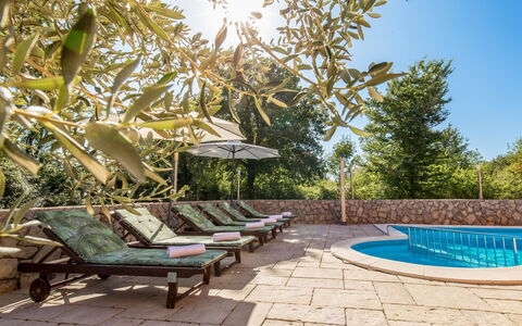 Krk Šilo 100: Plant, Water, Sky, Shade, Outdoor Furniture, Tree, Swimming Pool, Arecales, Grass, Sunlounger