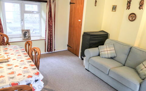 Moonfleat Cottage: Table, Furniture, Property, Comfort, Building, Textile, Interior Design, Chair, Wood, Lighting