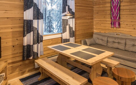 Viipusjärvi 11: Wood, Flooring, Floor, Ceiling, Wood Stain, Hardwood, Plank, Room, Wood Flooring, Log Cabin