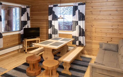Viipusjärvi 11: Wood, Flooring, Floor, Interior Design, Ceiling, Wood Stain, Furniture, Hardwood, Room, Plank