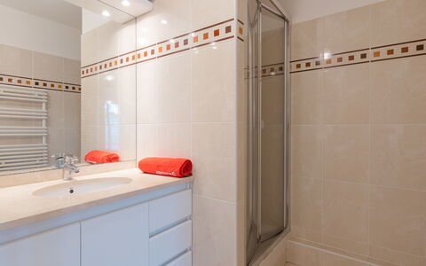 Les Coteaux: Property, Mirror, Bathroom Cabinet, Building, Plumbing Fixture, Sink, Cabinetry, Bathroom, Interior Design