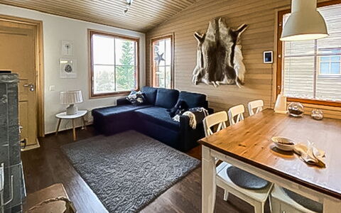 Länsirinne C 12: Furniture, Interior Design, Flooring, Floor, Wood, Couch, Ceiling, Living Room, Room, Wood Flooring