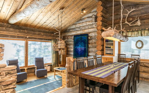Pihlakieppi 2: Wood, Ceiling, Interior Design, Cottage, Flooring, Log Cabin, Home, Furniture, Floor, Hardwood