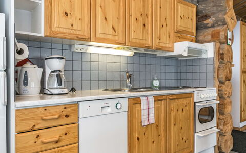 Pihlakieppi 2: Wood, Kitchen, Cabinetry, Countertop, Sink, Major Appliance, Kitchen Appliance, Interior Design, Ceiling, Drawer