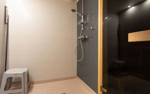 Papanmökki: Flooring, Bathroom, Plumbing Fixture, Wall, Floor, Wood, Interior Design, Plumbing, Ceiling, Lighting