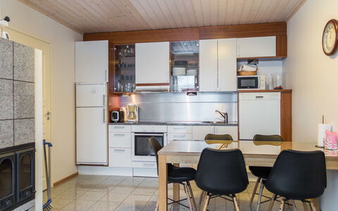 Tahko Ski Koivulantie: Furniture, Kitchen, Flooring, Interior Design, Kitchen Appliance, Wood, Floor, Major Appliance, Countertop, Ceiling