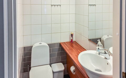 Tahko Ski Koivulantie: Toilet Seat, Bathroom, Bathroom Sink, Toilet, Plumbing Fixture, Sink, Wall, Flooring, Floor, Interior Design