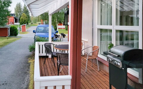 Tahko Ski Koivulantie: Wood, Porch, Furniture, House, Home, Wood Stain, Door, Deck, Chair, Hardwood