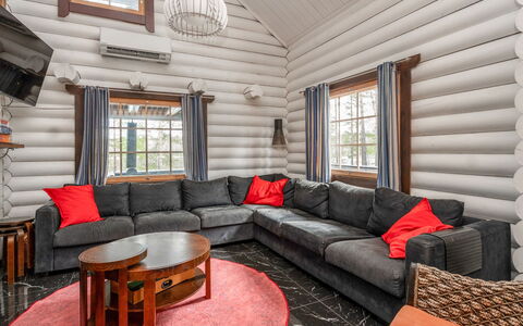 Villa Assi: Wood, Interior Design, Ceiling, Furniture, Floor, Flooring, Home, Couch, Room, Living Room
