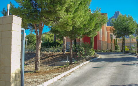 Villa Orquideas: Plant, Sky, Blue, Road Surface, Tree, Shade, Building, Branch, Asphalt, Land Lot
