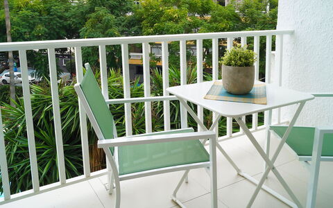 Fontanilla: Furniture, Balcony, Table, Chair, Outdoor Table, Room, Outdoor Furniture, House, Plant, Porch