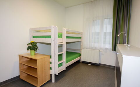 Techno-Park Villach: Bunk Bed, Furniture, Shelf, Cabinetry, Shelving, Building, Curtain, House, Wood, Floor