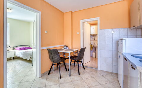 Opatija Ika 106: Flooring, Floor, Interior Design, Furniture, Ceiling, Apartment, Room, Bedroom, Bed, Chair