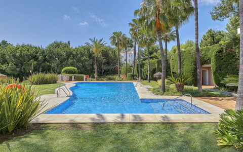Altos de la Quinta: Plant, Sky, Water, Swimming Pool, Tree, Leisure, Arecales, Residential Area, Landscape, Grass