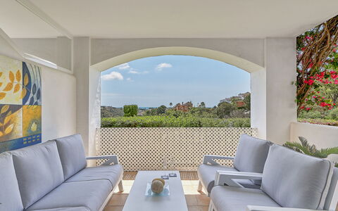 Altos de la Quinta: Furniture, Property, Couch, Table, Building, Sky, Plant, Shade, Interior Design, Comfort
