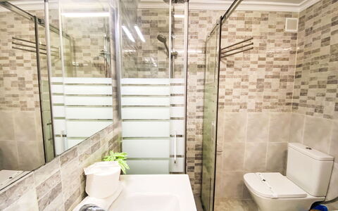 Don Lorenzo: Flooring, Plumbing Fixture, Interior Design, Floor, Bathroom, Plumbing, Tile, Toilet, Sink, Shower
