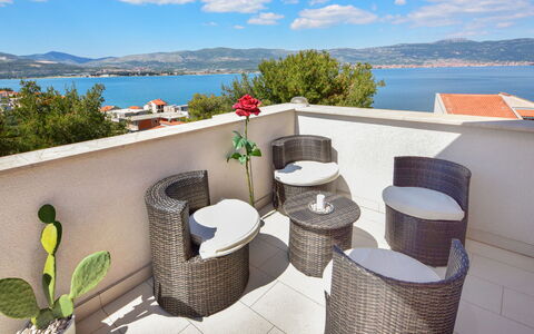 Trogir Slatine 166: Furniture, Apartment, Resort, Chair, Outdoor Furniture, Houseplant, Balcony, Eco Hotel, Hotel, Flowerpot