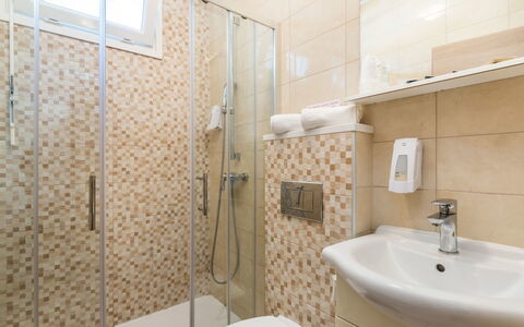 Rab Kampor 650: Bathroom, Property, Room, Tile, Interior Design, Wall, Real Estate, Architecture, Building, Plumbing Fixture