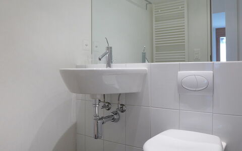 Eden Apt.d: Bathroom, Property, Bathroom Sink, Tap, Room, Plumbing Fixture, Wall, Toilet, Bathroom Accessory, Sink