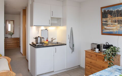 Primula Apt. B: Furniture, Interior Design, Wood, Flooring, Kitchen, Floor, Sink, Countertop, Room, Ceiling