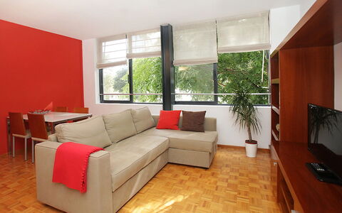 Vila Olimpica Pamplona: Room, Furniture, Property, Living Room, Interior Design, Building, Floor, House, Laminate Flooring, Wood Flooring