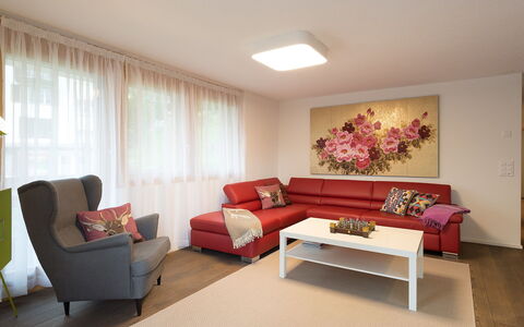 Bergfrieden Apt. 2: Room, Furniture, Interior Design, Living Room, Property, Floor, Ceiling, Building, Real Estate, Wall
