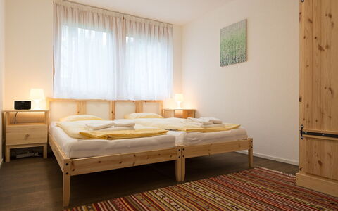 Bergfrieden Apt. 2: Furniture, Bedroom, Bed, Room, Bed Frame, Floor, Property, Interior Design, Bed Sheet, Mattress