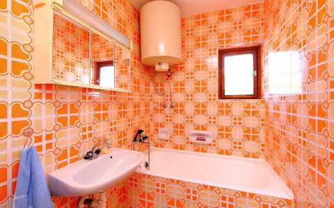 Betula: Orange, Bathroom, Room, Property, Interior Design, Wall, Tile, Architecture, Building, Floor