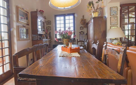 Villa Poggiobello: Room, Dining Room, Furniture, Building, Property, Table, Kitchen & Dining Room Table, Interior Design, Ceiling, Real Estate