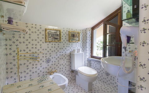 Villa Poggiobello: Bathroom, Property, Room, Interior Design, Tile, Real Estate, Floor, Building, Wall, House