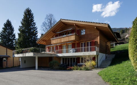 Chalet Almisgässli: House, Roof, Home, Architecture, Cottage, Estate, Porch, Farmhouse, Landscaping, Garden