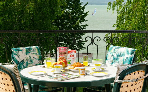Balatonlelle 130: Table, Tableware, Property, Furniture, Chair, Green, Outdoor Table, Nature, Plant, Tablecloth