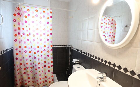 Villa Cala Nova B: Bathroom, Property, Room, Tile, Toilet, Toilet Seat, Pink, Interior Design, Wall, Floor
