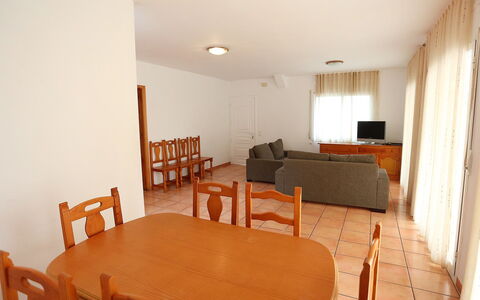 Villa Cala Nova B: Room, Furniture, Property, Building, Interior Design, Floor, Table, Wall, Ceiling, House