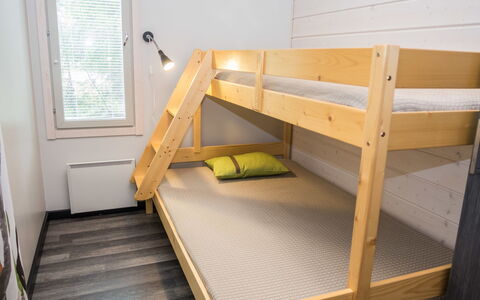 Villa Vuosseli C 2: Bunk Bed, Bedroom, Bed, Wood, Floor, Flooring, Room, Bedding, Bed Frame, Interior Design