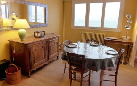 Le Grand Large: Furniture, Window, Table, Property, Cabinetry, Wood, Interior Design, Lighting, Kitchen & Dining Room Table