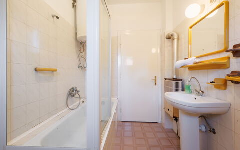 Peach: Bathroom, Wall, Flooring, Plumbing Fixture, Bathroom Sink, Floor, Interior Design, Plumbing, Ceiling, Tap