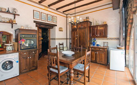 Can Trullas: Furniture, Cabinetry, Wood, Kitchen, Picture Frame, Interior Design, Flooring, Floor, Home Appliance, Drawer