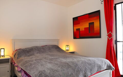 La Yaya: Bedroom, Bed, Furniture, Room, Bed Sheet, Property, Bed Frame, Bedding, Red, Mattress