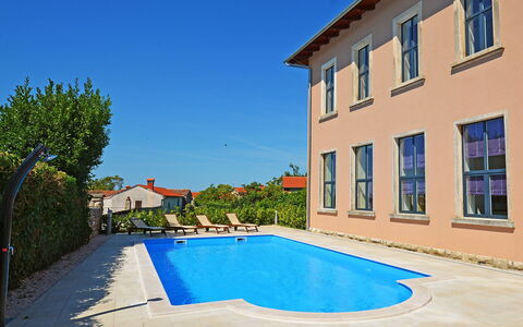 Old School House: Water, Building, Sky, Window, Plant, Azure, Swimming Pool, Shade, Tree, Leisure