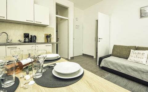 Karlobag 103: Furniture, Property, Building, Wood, Cabinetry, Comfort, Table, Interior Design, Flooring, Living Room