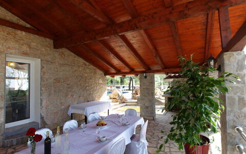 Villa Sandra: Property, Building, Room, Ceiling, House, Real Estate, Furniture, Beam, Villa, Interior Design