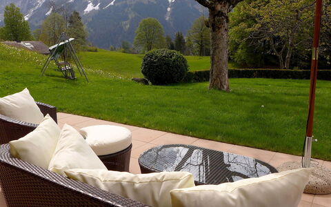 Chalet Jrene: Furniture, Outdoor Furniture, Table, Grass, Tree, Leisure, Chair, Wicker, Patio, Comfort